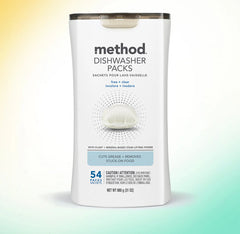 dishwasher packs - free + clear, 54 ct