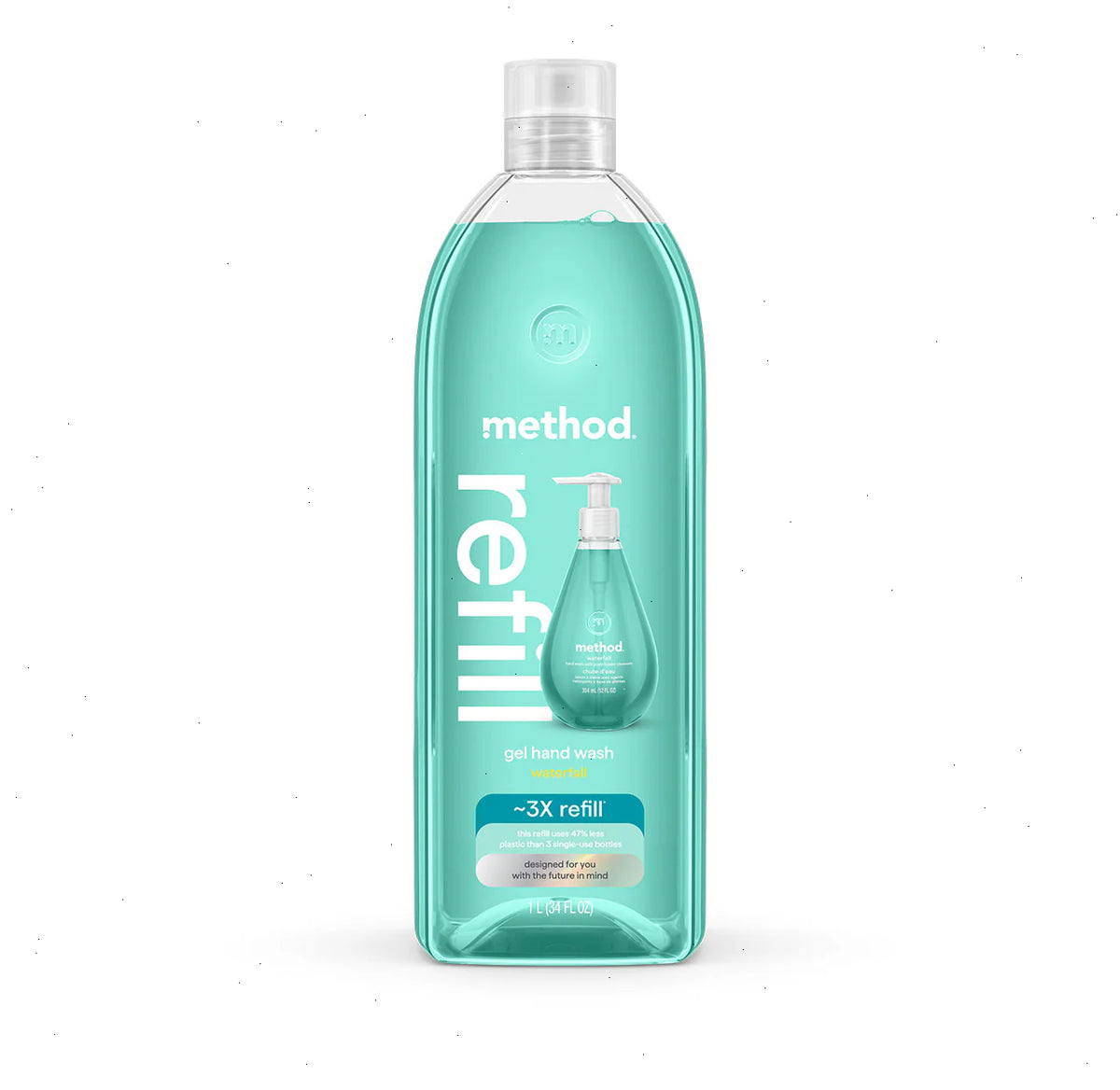 gel hand wash refill - waterfall, 34 fl oz 1